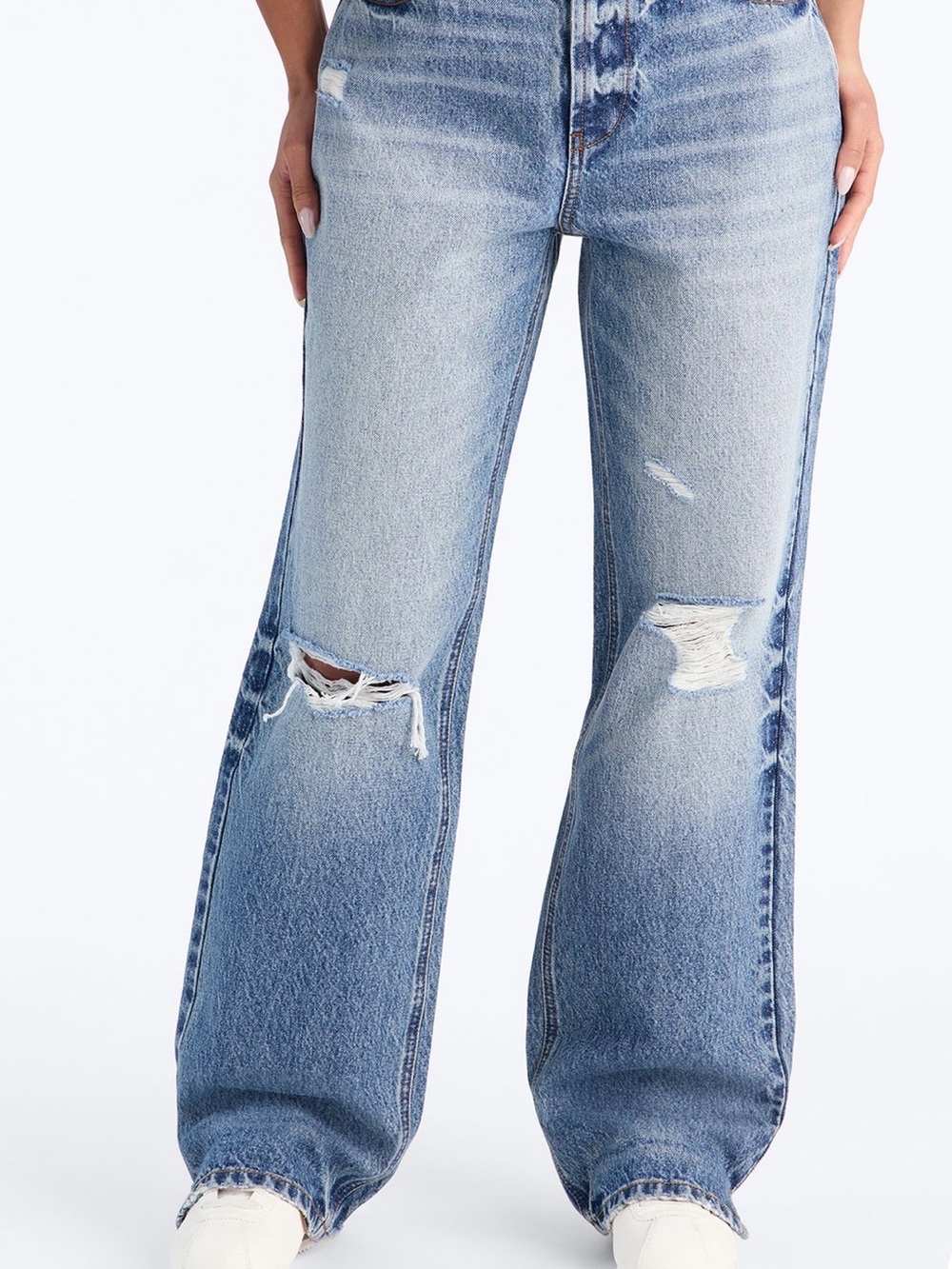Ripped Straight Leg Jeans